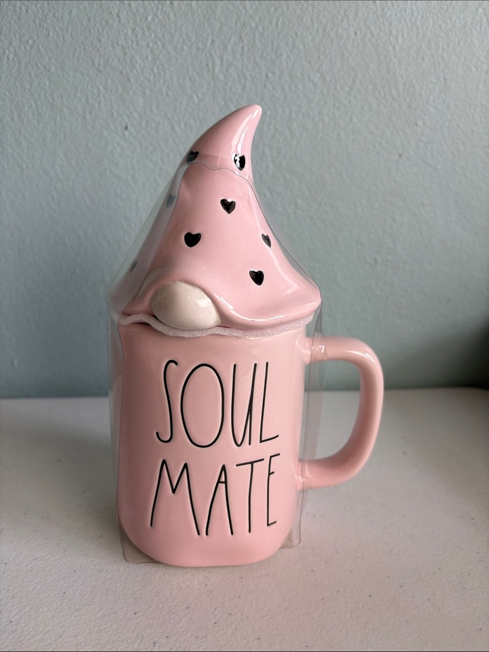 Rea Dunn Magenta Collection Pink ‘Soul Mate' Ceramic Gnome Mug with Lid